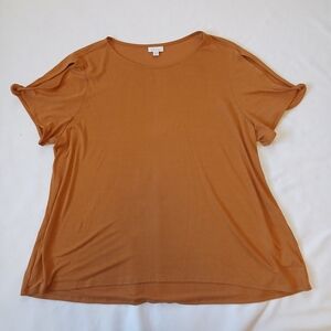 J. Jill Love Linen Orange Top Open Twist Sleeve Detail 2X 55% Linen
